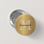 Glam Gold Monogram Faux Metal Ronde Button 3,2 Cm (Voorkant /achterkant)
