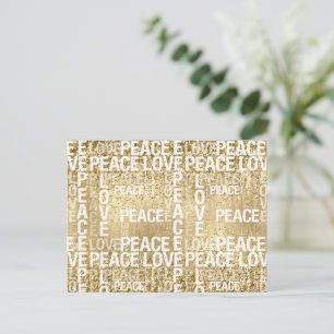 Glam Gold Peace Love Glitter Briefkaart