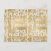 Glam Gold Peace Love Glitter Briefkaart (Voorkant)