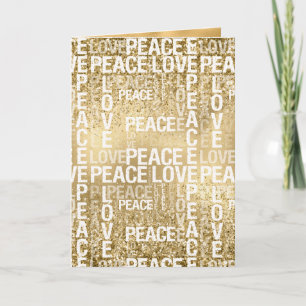 Glam Gold Peace Love Glitter Kaart