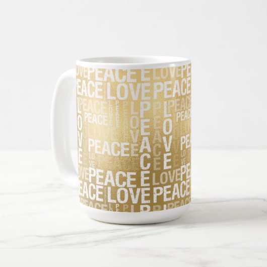Glam Gold Peace Love Koffiemok (Voorkant links)