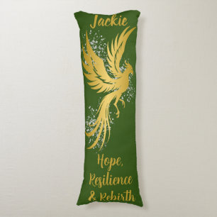 Glam Gold Phoenix Silver Glitter Monogram Groen   Lichaamskussen