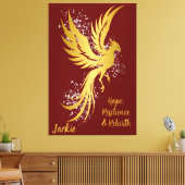 Glam Gold Phoenix Silver Glitter Monogram kastanje Canvas Afdruk (Insitu (Woonkamer))