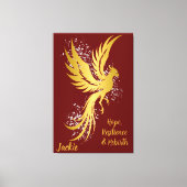 Glam Gold Phoenix Silver Glitter Monogram kastanje Canvas Afdruk (Voorkant)