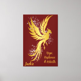 Glam Gold Phoenix Silver Glitter Monogram kastanje Canvas Afdruk
