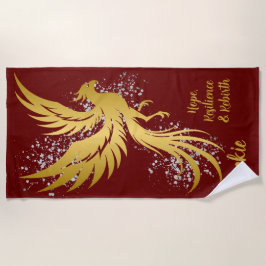 Glam Gold Phoenix Silver Glitter Monogram kastanje Strandlaken