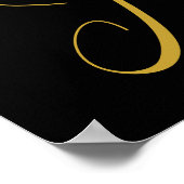 Glam Gold Phoenix Silver Glitter Monogram Zwart | Poster (Hoek)