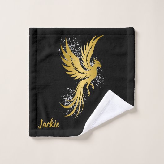 Glam Gold Phoenix Silver Parties scintillant Monog (Gant de toilette)