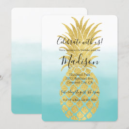 Glam Gold Pineapple Aqua Waterverf Ombre Kaart