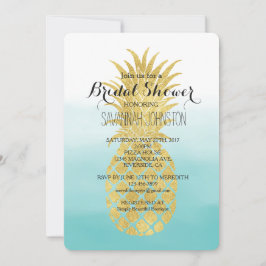 Glam Gold Pineapple Aqua Waterverf vrijgezellenfee Kaart