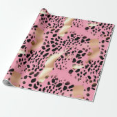 Glam Gold Pink Black Leopard Print Cadeaupapier (Uitgerold)