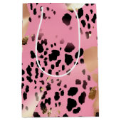 Glam Gold Pink Black Leopard Print Medium Cadeauzakje (Voorkant)