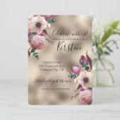 Glam Gold Pink Floral Kaart (Staand voorkant)