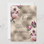 Glam Gold Pink Floral Kaart (Voorkant)