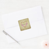 Glam Gold Pink Glitter Heart Vierkante Sticker (Envelop)