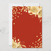 Glam Gold Red Floral Glitter 30e verjaardag Script Kaart (Achterkant)