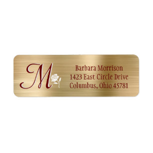 Glam Gold Red, geborsteld metaal Eigen monogram Et Etiket