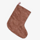 Glam Gold Red Holiday Stripes Grote Kerstsok (Voorkant (Hangend))