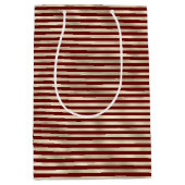 Glam Gold Red Holiday Stripes Medium Cadeauzakje (Voorkant)