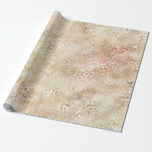 Glam Gold Roos Blush Pink Leopard Print Cadeaupapier