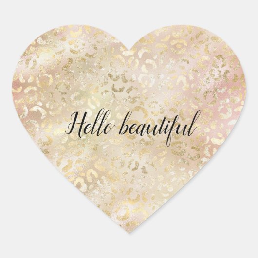 Glam Gold Roos Blush Pink Leopard Print Hart Sticker (Voorkant)