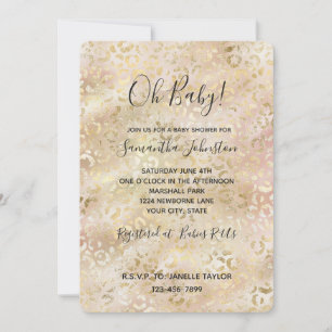 Glam Gold Roos Blush Pink Leopard Print Kaart
