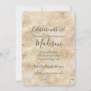 Glam Gold Roos Blush Pink Leopard Print Kaart