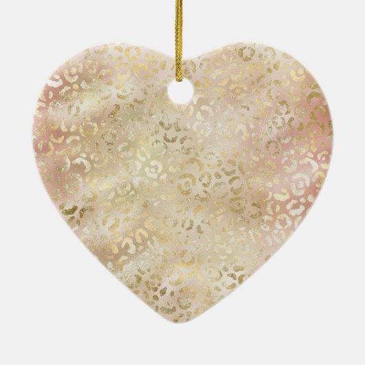 Glam Gold Roos Blush Pink Leopard Print Keramisch Ornament (Achterkant)