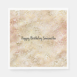 Glam Gold Roos Blush Pink Leopard Print Servet