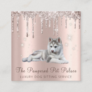 Glam Gold Roos Glitter Drift Script Pet Sitting Vierkante Visitekaartje