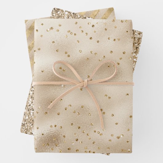Glam Gold Sparkle-Stippen Inpakpapier Vel (In situ)