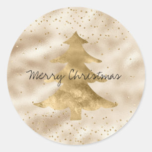  Glam Gold Sparkle-Stippen kerstboom       Ronde Sticker