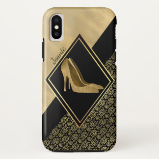 Glam Gold Stilletto Heels iPhone X Coque