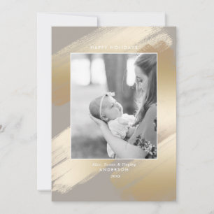 Glam Gold Swashes en foto Feestdagenkaart