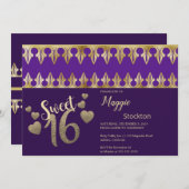 Glam Gold Sweet 16 Invitation (Devant / Derrière)