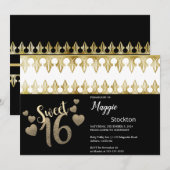 Glam Gold Sweet 16 Invitation (Devant / Derrière)