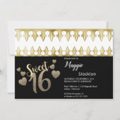 Glam Gold Sweet 16 Uitnodiging (Voorkant)