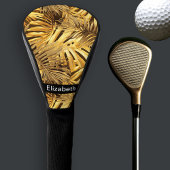 Glam Gold Tropical Leaves Personalized Golfheadcover