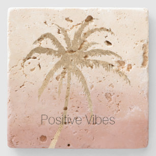 Glam Gold Tropical Palm Pink ombre Stenen Onderzetter