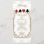 Glam Gold White Art Deco Casino Huwelijk Menu (Voorkant)