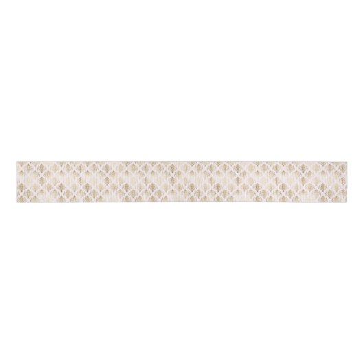 Glam Gold White Damask Grosgrain Lint (Voorkant)