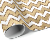 Glam Gold White Zigzag Stripes Cadeaupapier (Rol Hoek)