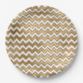 Glam Gold White Zigzag Stripes Papieren Bordje (Voorkant)