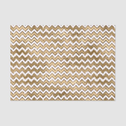 Glam Gold White Zigzag Stripes Tissuepapier (Voorkant)