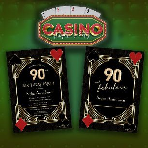 Glam Golden Art Deco Casino Poker 90ste verjaardag Kaart