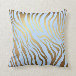 Glam Golden Blue Zebra Safari Skin Kussen