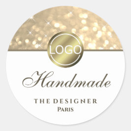 Glam Golden Glitter Sparkle Stars Logo Handgemaakt Ronde Sticker