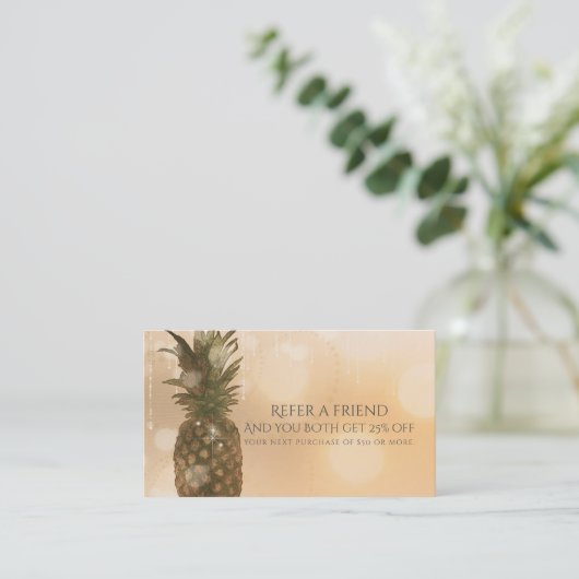 Glam Golden Pineapple Elegant Référer une carte d' (Debout devant)