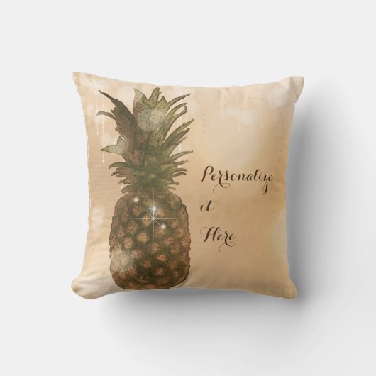 Glam Golden Pineapple Elegant Tropical Custom Kussen (Voorkant)