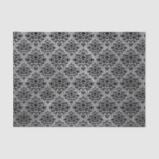 Glam Gothic Mini Skull Damask Pattern Black Grey Tissuepapier